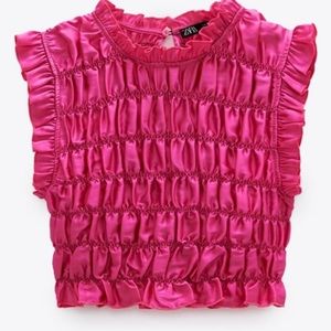 ZARA HIGH NECK PINK CROP TOP